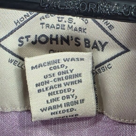 Mens St John's Bay Classic Lavender Shirt Button Up Short Sleeve Linen Blend L - Picture 3 of 7